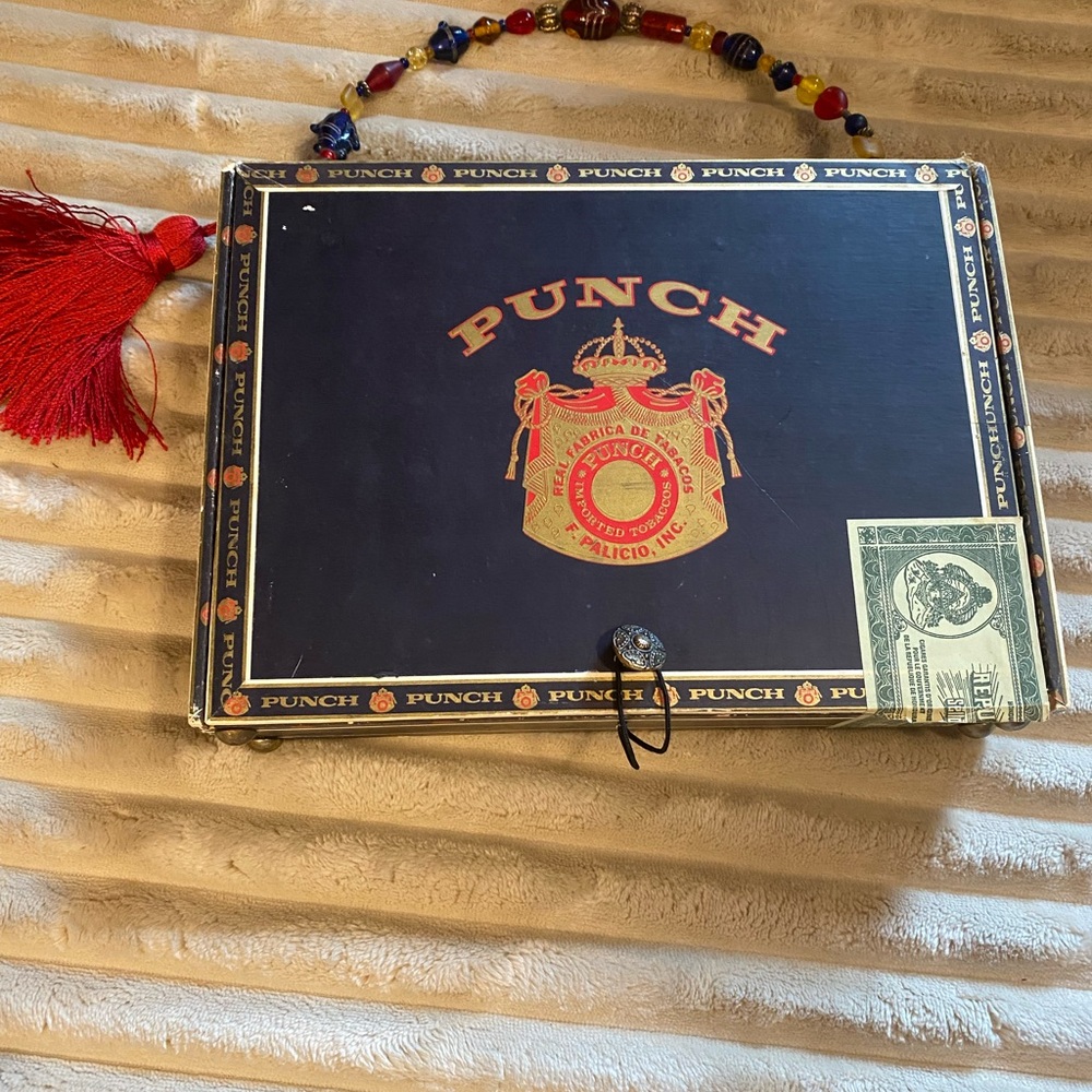Punch Cigar Box Purse with Red Tassel